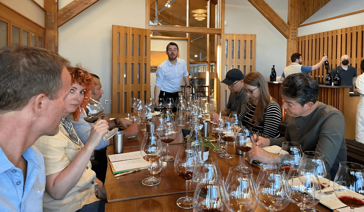 The SGWS Education team at Penner-Ash wine cellar